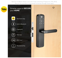 Yale Zuri S (Black) Smart Lock with 5 way unlocking (Fingerprint, PIN, RFID, Manual Key and Built-in Bluetooth to Access through Home App)