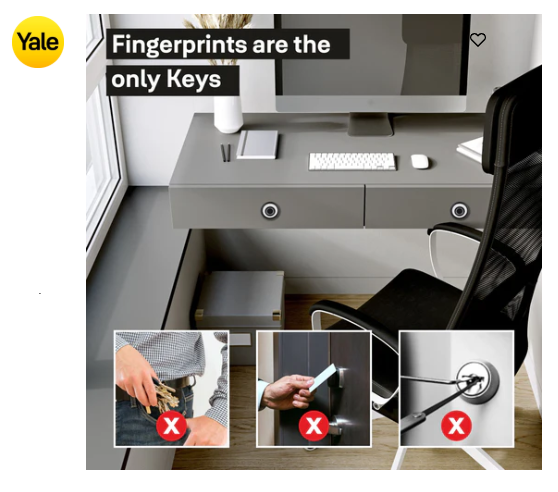 Yale Biometric Smart Premium Furniture Lock-Ivory