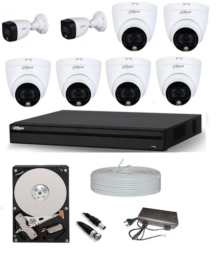 DAHUA Full Color Night Vision HD CCTV Security Camera Combo Set 2MP-8CH Kit